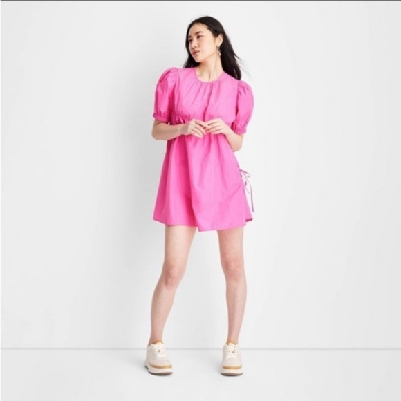 future collective Dresses & Skirts - Women's Short Puff Sleeve
Drawstring Mini Dress by Future
Collective